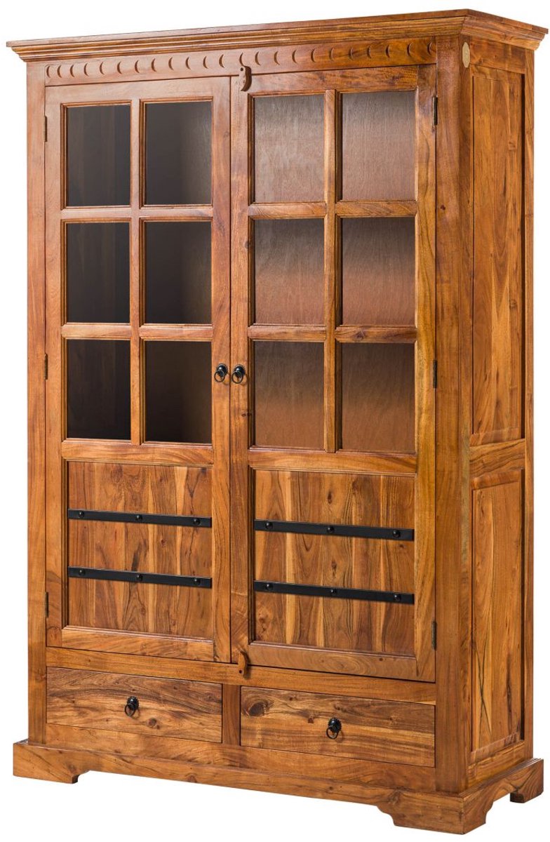 MASSIVMOEBEL24.DE vitrine OXFORD #0456 lichtbruin 134 x 196 x 50 cm