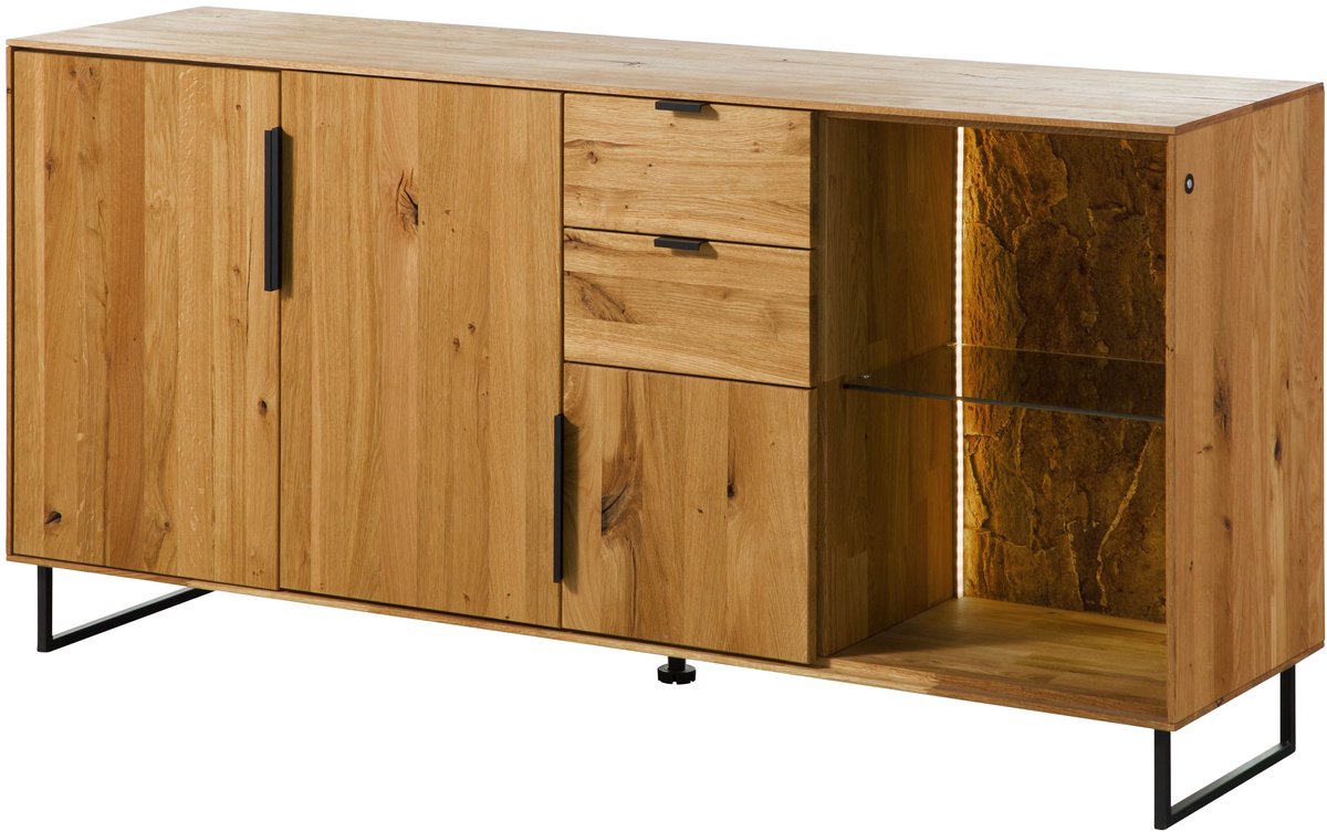 MASSIVMOEBEL24.DE wilde eik dressoir blank massief hout 160x43x79 cm geolied deels gemonteerd LINDAU volledig massief #08
