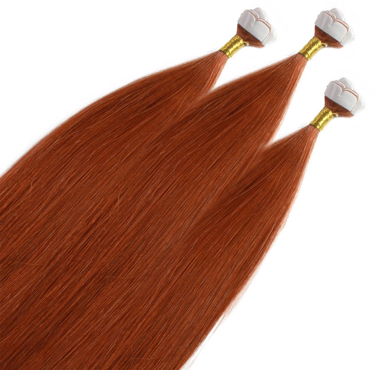 hair2heart Premium Mini Tape Extensions Echt haar - 12 tapes 40 cm Koperrood