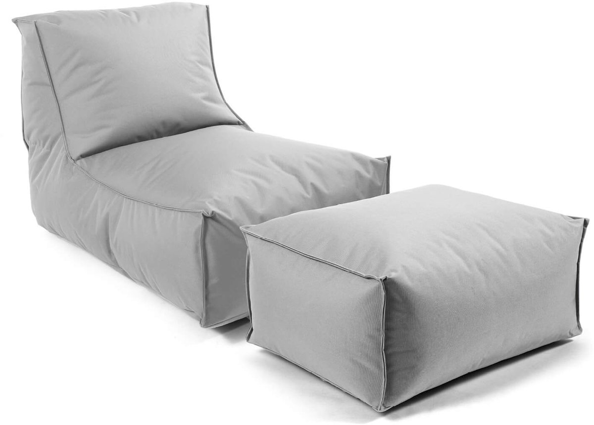 mokebo Zitzak met hocker voor kinderen & volwassenen 'Der Sundowner', Bean Bag met vulling of vloerkussen voor indoor & outdoor, relaxliege in Grijs
