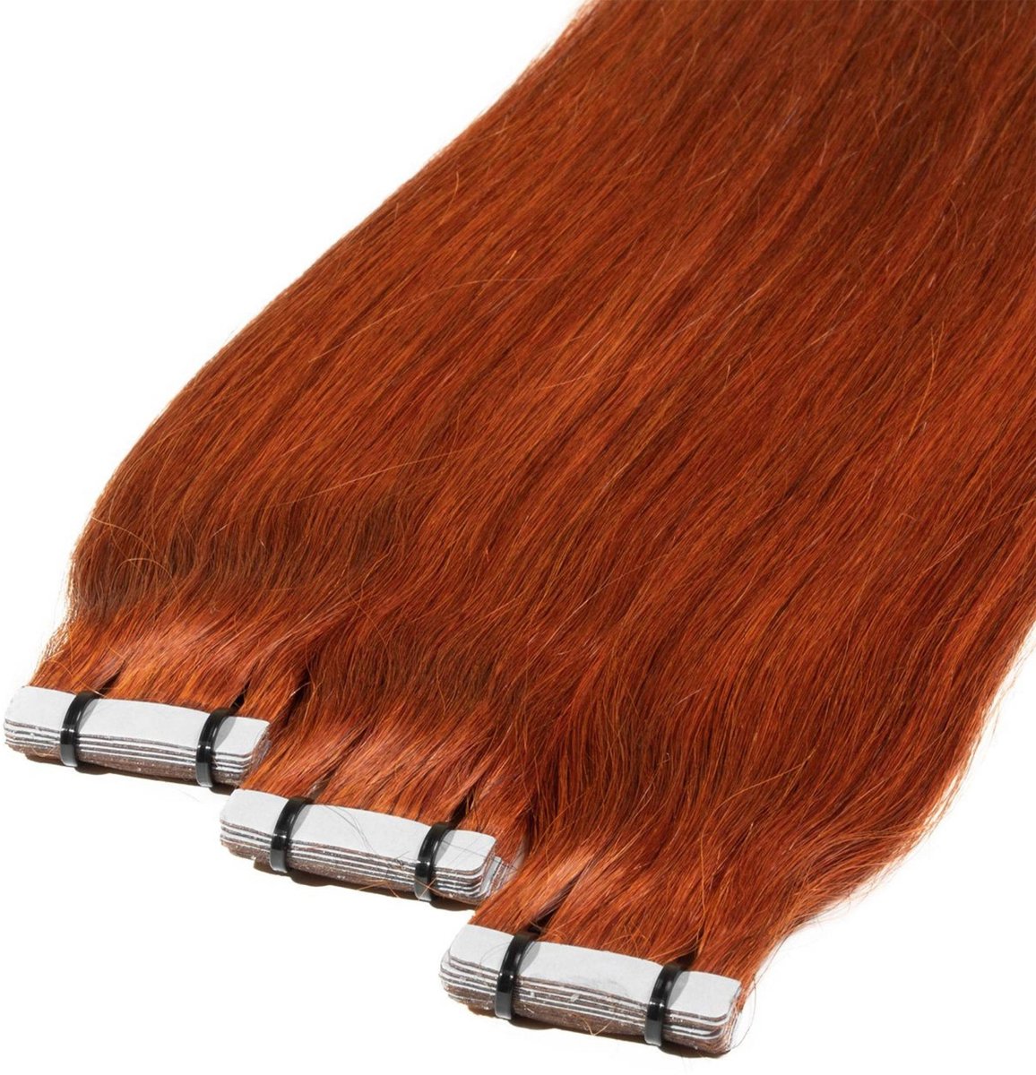 hair2heart Premium Tape Extensions Echt haar glad - 10 tapes 2,5 g 50 cm 8/43 lichtblond roodgoud