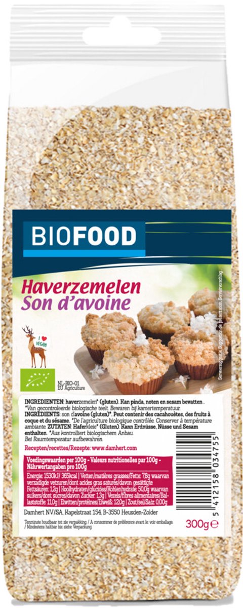 Damhert - Biofood Haverzemelen Biologisch - 8 x 300 gr - Voordeelverpakking