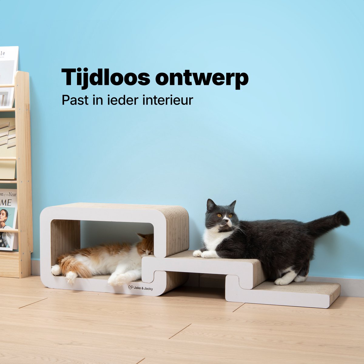 Jake and Jacky Krabkarton voor Katten - Krabpaal Karton - Krabplank - Krabmand - Krabmeubel - Kartonnen Krabmat - Kattenmand - Kattenbed - 116x33x24cm – foto 3