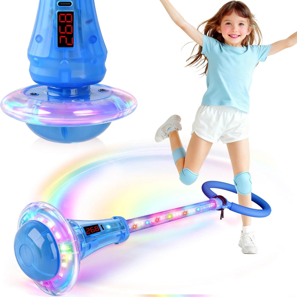 YYchan Dance Wheel - Swing wiel met licht - geïntegreerde teller - telt rotaties tijdens het bewegen - Blauw
