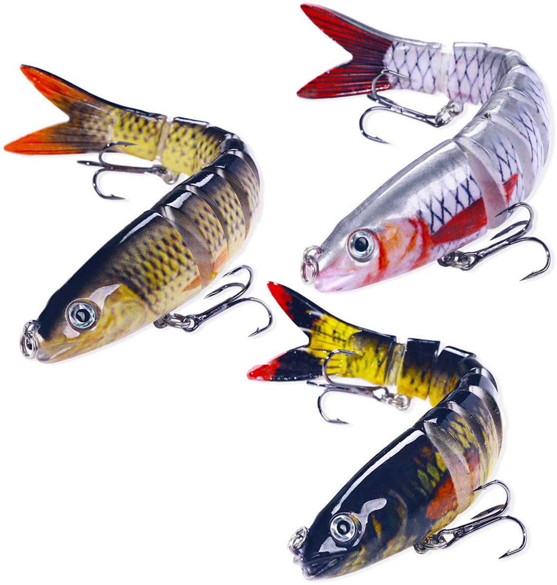 NAXSIR Multi-Jointed Lure, 13,4 cm, 18 g, met 6 haken, zinkend aas, 3 per doos
