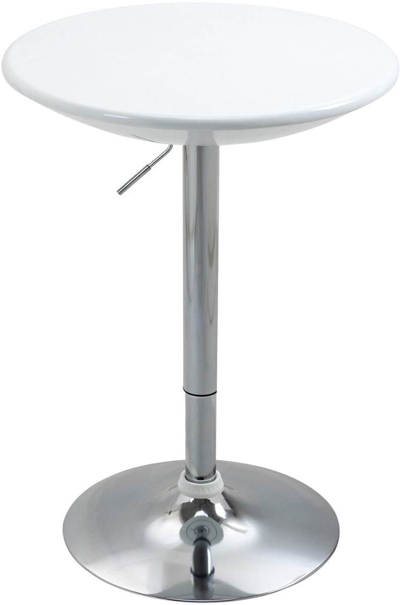 MODFU Bartafel (draaibaar, in hoogte verstelbaar) – wit ABS-gecoat blad, metalen voet Ø61 cm 76–97 cm
