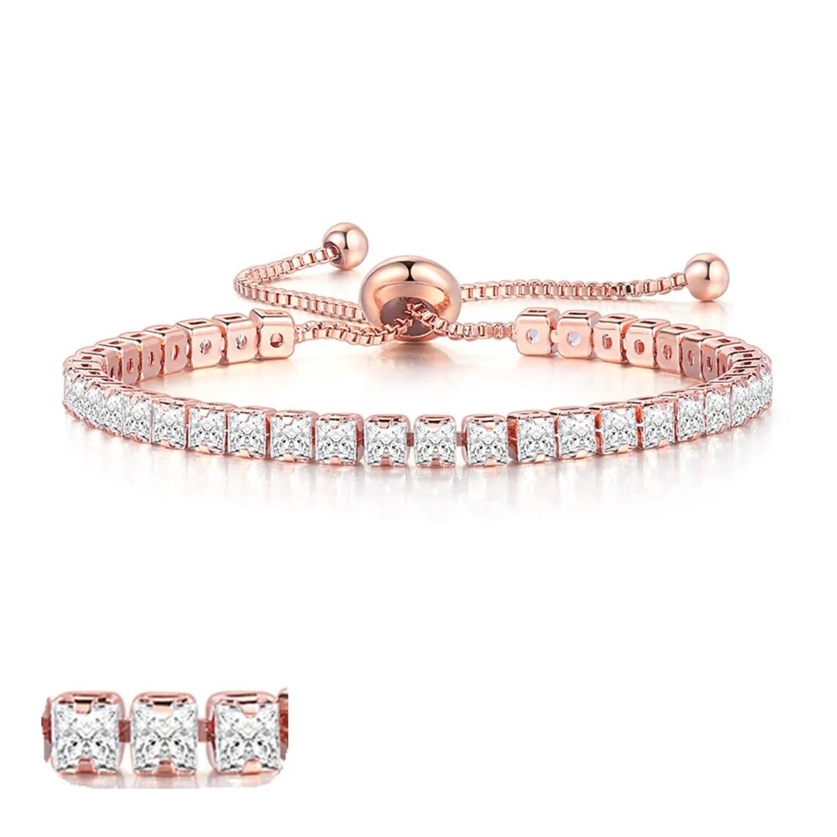 WiseGoods Premium Dames Tennis Armband - Sieraden Cadeau - Armbanden Vrouw - Armbandje - Armbandjes Verstelbaar Tot 26CM - Rose
