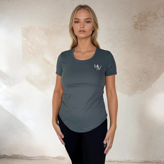 T-shirt de sport YV SPORT Lisbonne - Coupe ample - Qualité Premium - Respirant - Évacue l'humidité - Sèche rapidement - Confortable et doux - T-shirt de Fitness et de sport - Vêtements de sport pour femme - Vert foncé - Taille S