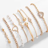 8-delige Goudkleurige Armbanden set voor dames vrouwen