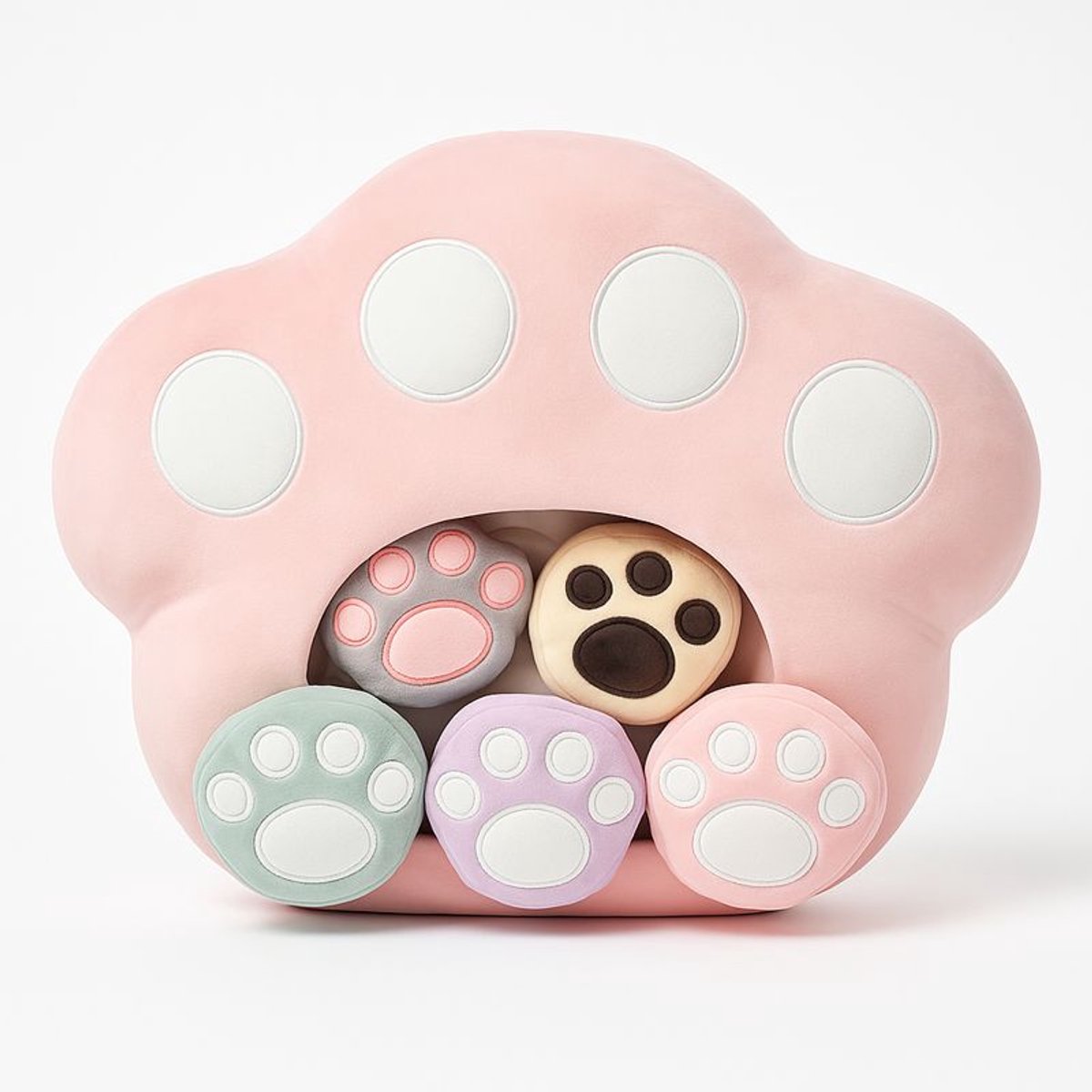 Magnitoys™ – Hondenpoot Knuffelkussen 40 cm – Kawaii Pluche – Transparant Buikvenster met Mini Pootjes – Super Zacht, Squishy Cadeau