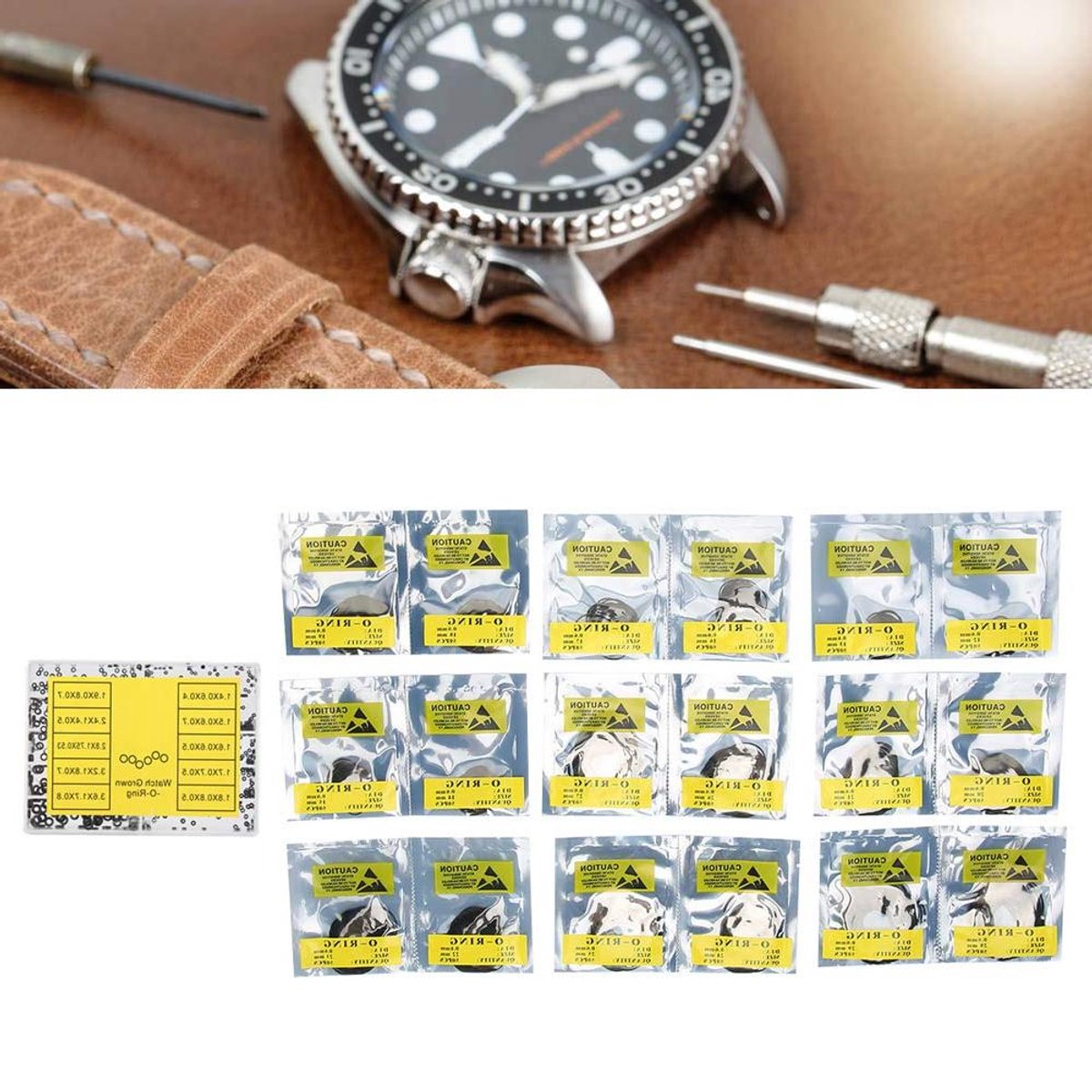 Allecto- horloge reparatieset - waterdicht - zwart - horlogeonderdelen - reparatietool - geschikt voor horlogemakers - universele maatfecten - voorkomt water - kijkkroon - O-ring Rubberen pakkingset