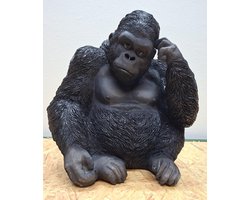 Gorilla denkend beeld - 30cm hoog - Polystone - 2 varianten - Cadeau - Decoratie - Woonaccessoires - Beeld