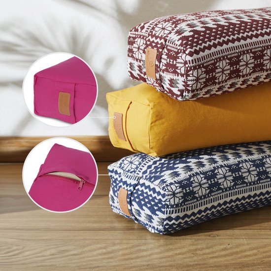 #DoYourYoga - Hoekig Yoga bolster - »Paravati« - Meditatiekussen met bio-organische Spelt vulling - L67 cm & diam.13 cm - roze van #DoYourYoga — afbeelding 5