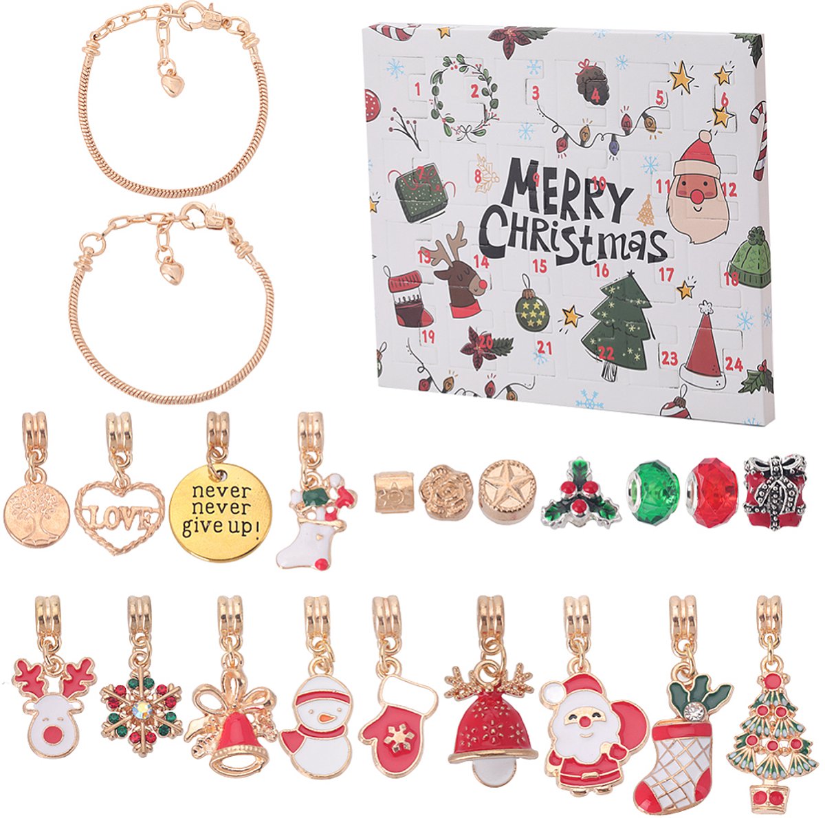 Petra's Sieradenwereld - Adventskalender armbandjes maken kerstthema (doos 184)