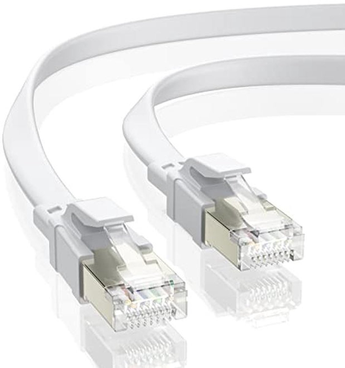 BAHIWOM Cat8 Ethernet Cable 5m, 40Gbps 2000Mhz High Speed Gigabit LAN Network Cable with RJ45 Gold Plated Connector, Internet Cable for Router Switch PS3 PS7 TV - White
