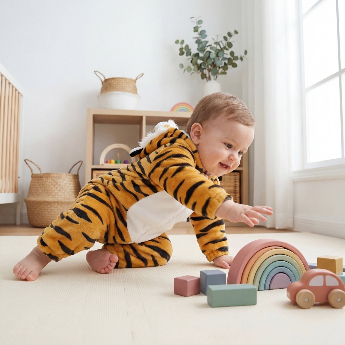 JAXY Baby Onesie - Carnavalskleding Kinderen - Verkleedkleren Jongen en Meisje - Verkleedkleding Kind - Romper - EU 74/80 (label 90) - Tijger — afbeelding 3