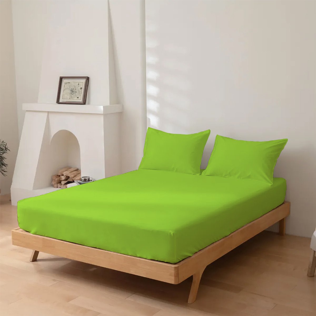 Dreamers Den - Hoeslaken - 100% Katoen Percaline - Katoen - Appelgroen - 160x200cm - 28cm Hoekhoogte