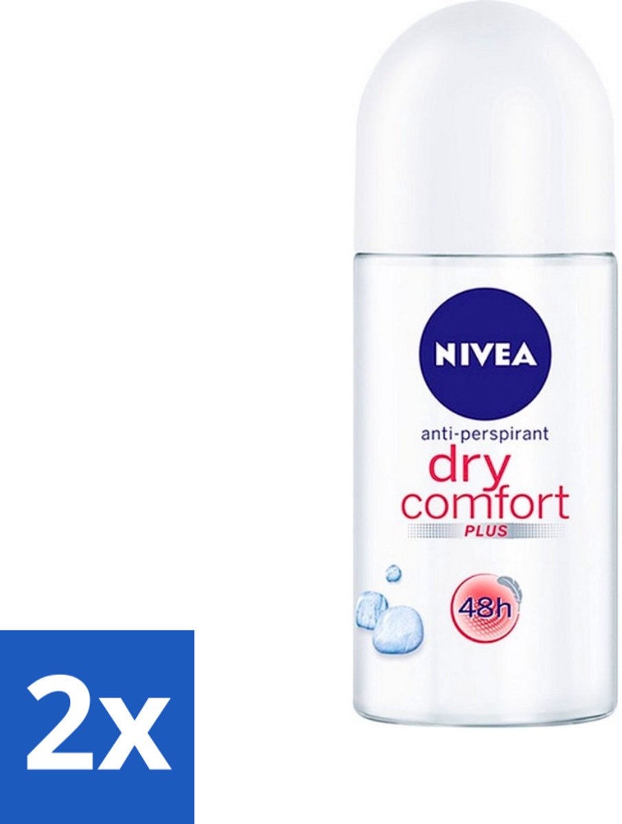 2 x Nivea - Deo Roll-On - Dry Comfort Plus - 48 Uur Lang Werkend - 50 ml - NIVEA Deodorant Roller - Anti-transpirant - 48 Uur Bescherming - Dry Comfort Plus - Zweetbestendig