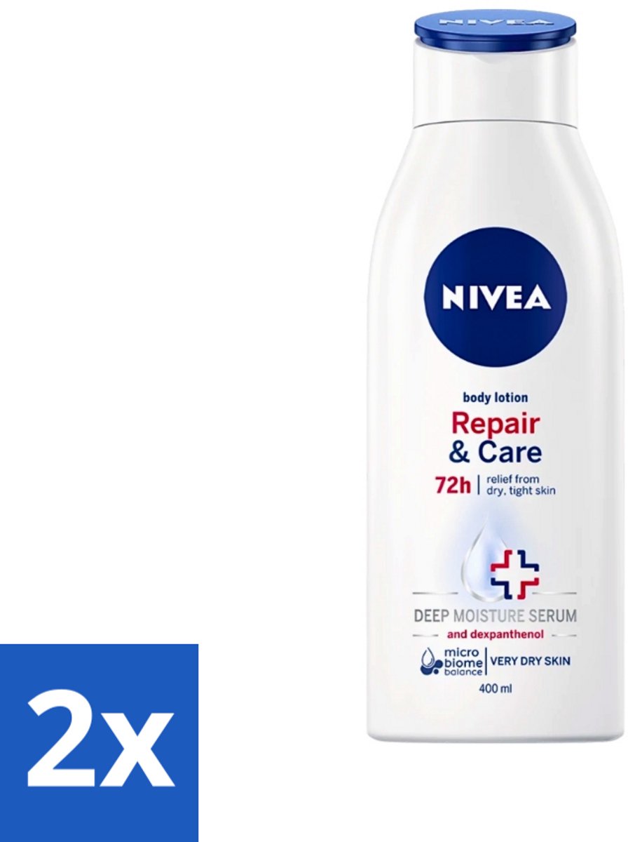 2 x Nivea - Repair & Care Body Lotion - Voor Zeer Droge Huid - 400 ml - Zeer Droge Huid - Huidverzorging - Bodylotion - Intensieve Hydratatie - Huidmicrobioom