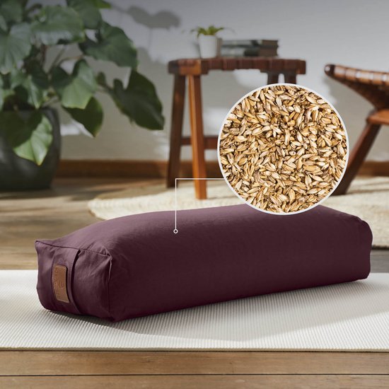 #DoYourYoga - Hoekig Yoga bolster - »Paravati« - Meditatiekussen met bio-organische Spelt vulling - L67 cm & diam.13 cm - aardebruin van #DoYourYoga — afbeelding 5