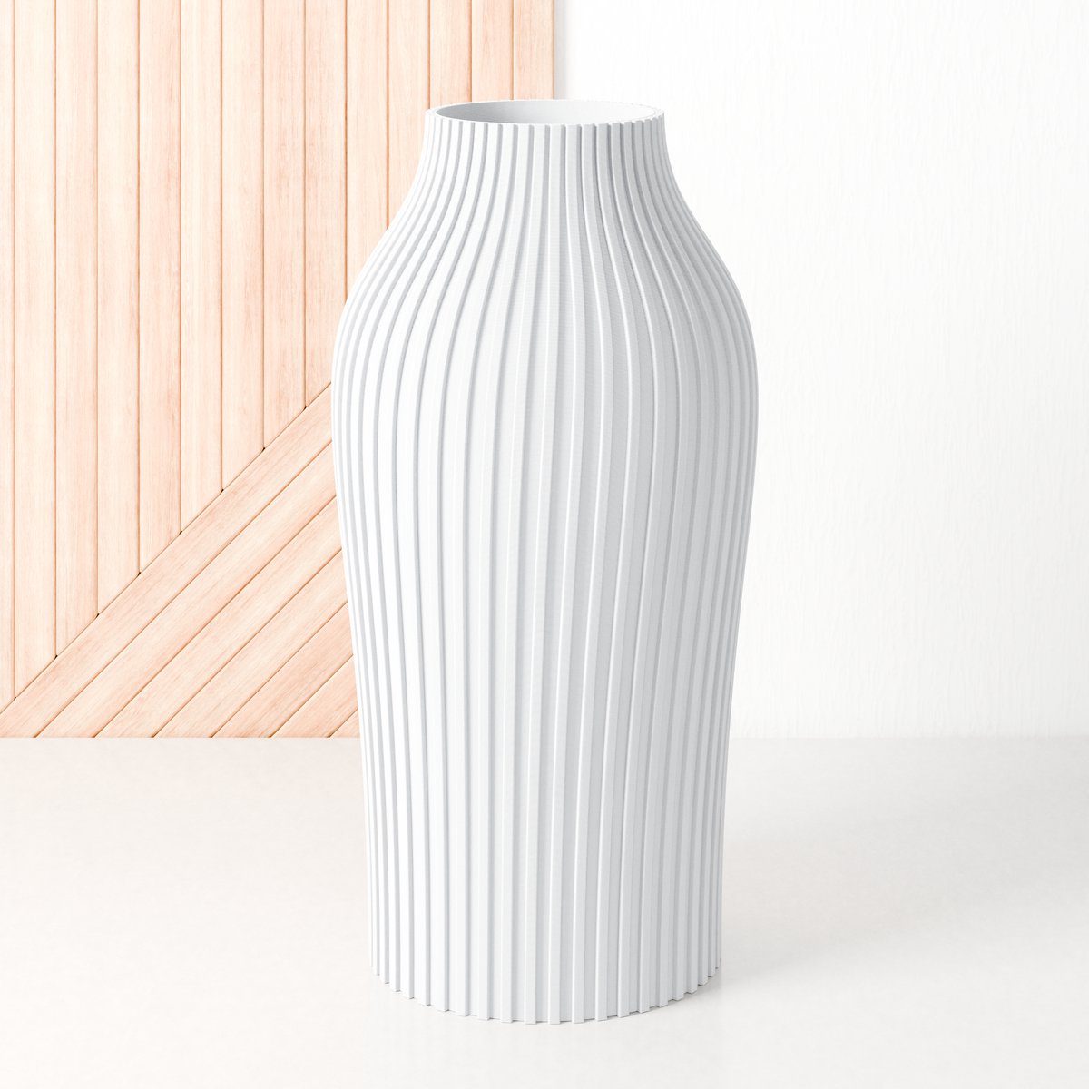 Fleuriek Grote Vaas Wit - H50 cm - Vaas voor zijdenboeket of droogbloemen - Cadeau voor haar - Duurzame tafeldecoratie van gerecycled plastic - Strakke moderne vaas