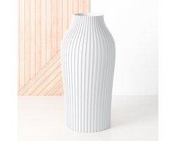 Fleuriek - Grote Vaas Wit - H50 cm - Vaas voor zijdenboeket of droogbloemen - Cadeau voor haar - Duurzame tafeldecoratie van gerecycled plastic - Strakke moderne vaas