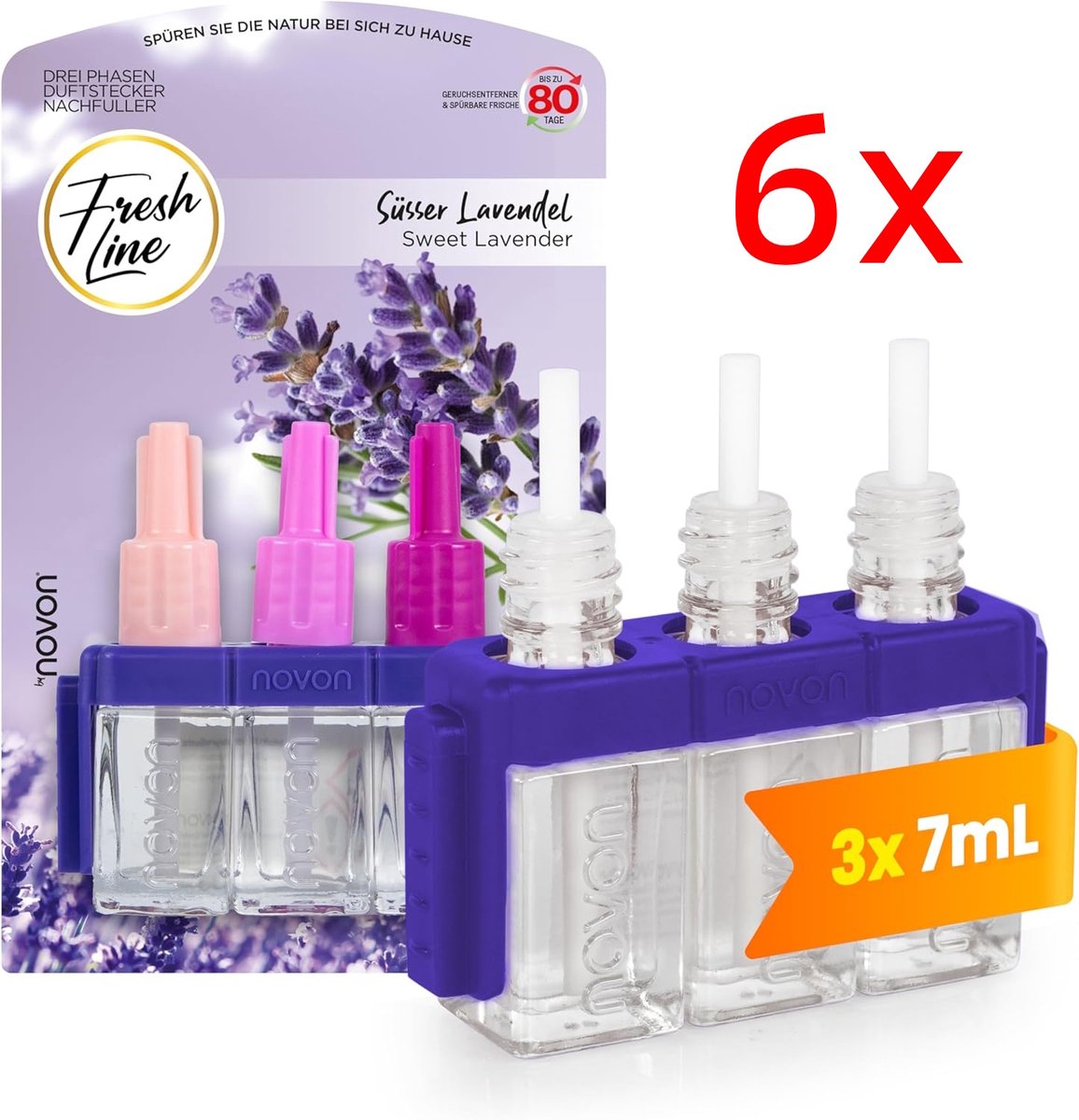 Fresh Line® - Luchtverfrisser Navullingen 6 stuks - Sweet Lavendel - Werkt met Ambi pur/Ferbreze 3VOLUTION