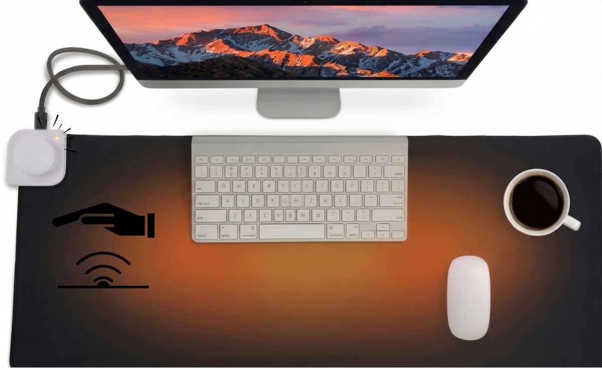 Caryota Verwarmde Muismat - Verhitte Bureau Onderlegger - 35°C Tot 60°C - Lichaamsdetectie - Auto-Sleep Functie - 80 cm x 33 cm - Temperatuur Display