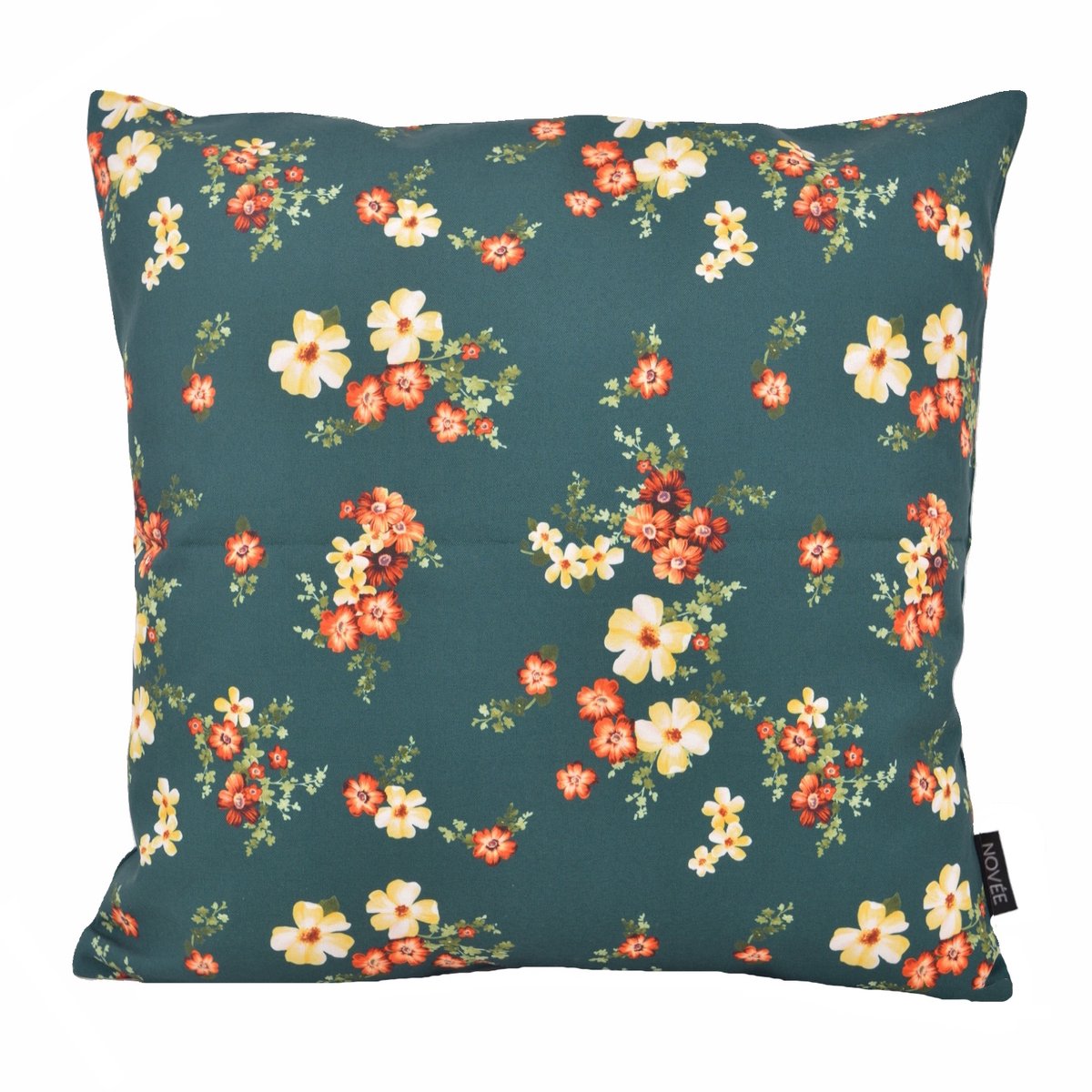 NOVÉE Sierkussen Mae Bloom Petrol - Outdoor | 45 x 45 cm | Katoen Blauw