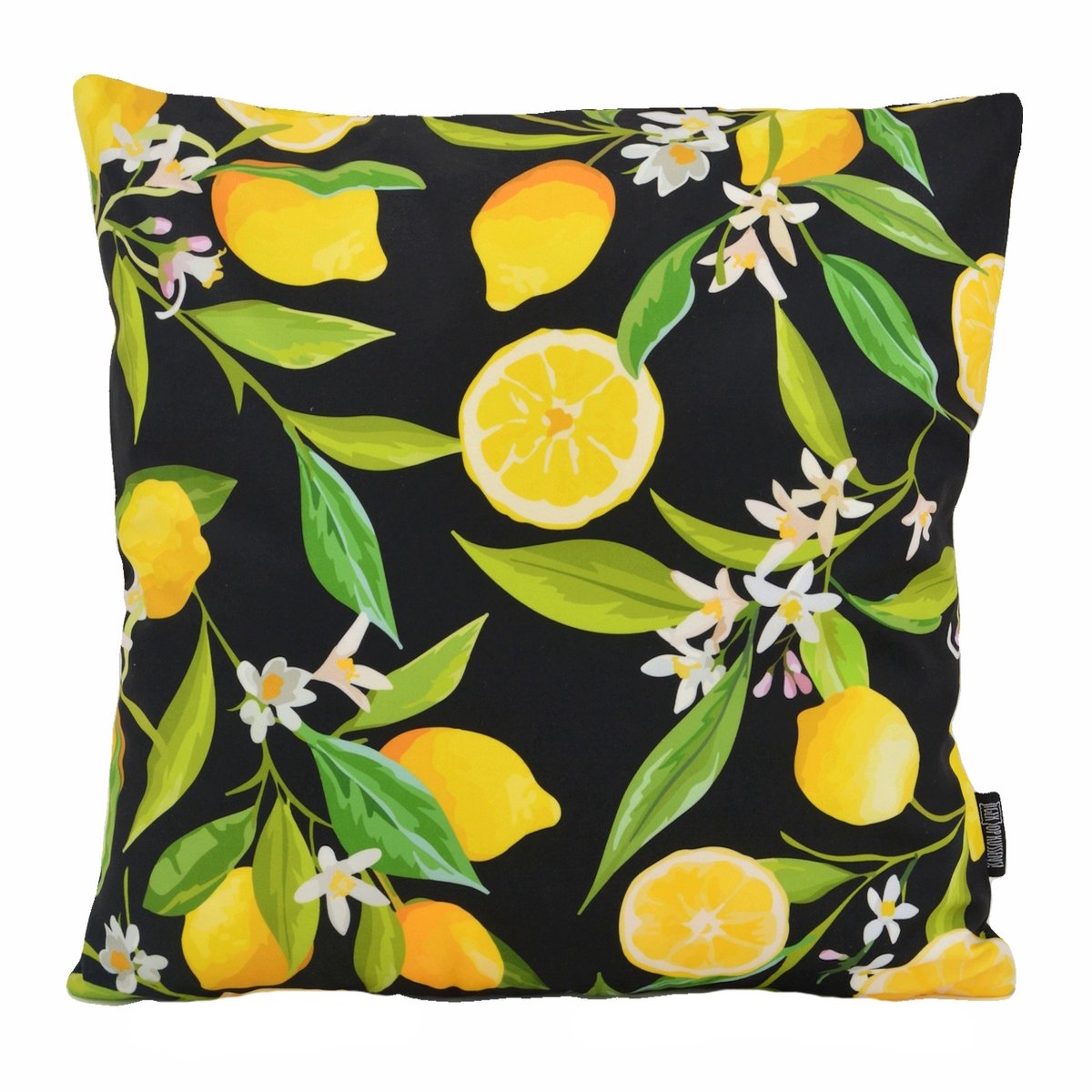 Gek op Kussens! Sierkussen Citroenen Zwart/Geel | 45 x 45 cm | Katoen/Polyester
