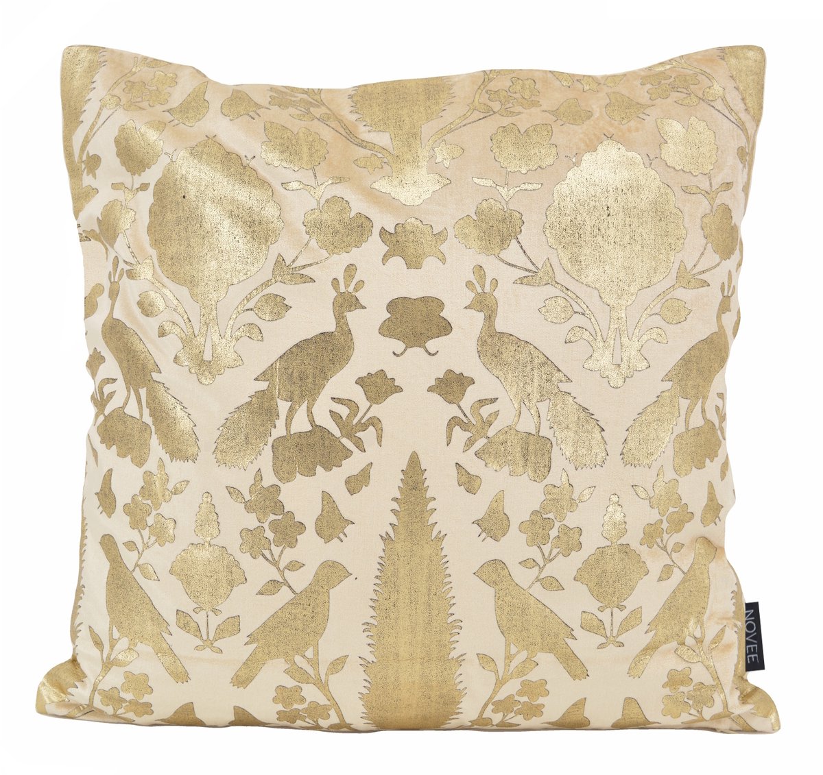 NOVÉE Sierkussen Damask Cream/Gold | 45 x 45 cm | Velvet/Viscose Beige