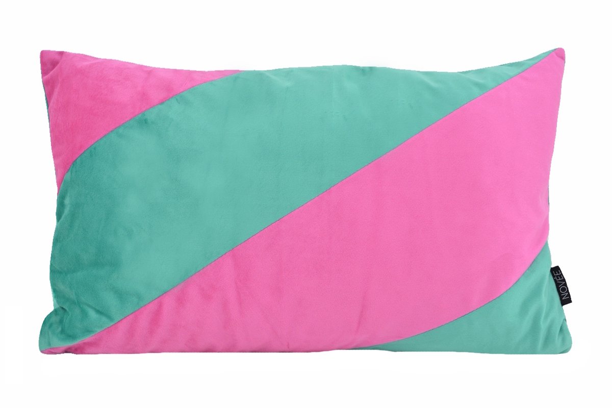 NOVÉE Velvet Swirl Groen/Roze Kussenhoes | 30x50 cm | Fluweel/Polyester