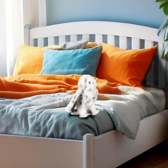 Pluche Uil - Knuffeldier Speelgoed - Knuffelen en Spelen - Gemaakt van gerecycled materiaal - 19 cm Hoog - Wit — afbeelding 2