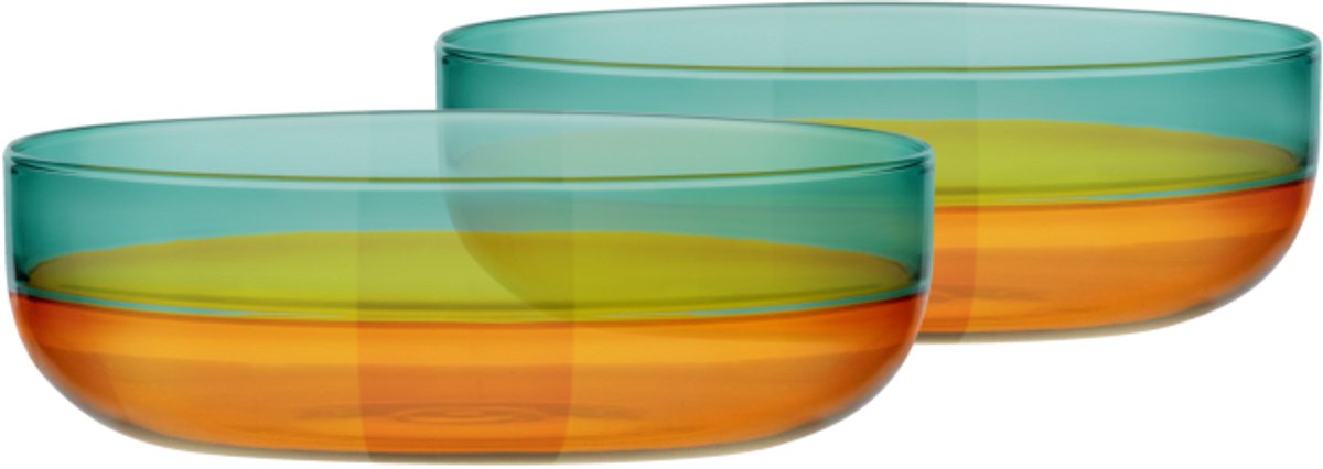 Remember - Set van 2 glazen kommen - Amber - Borosilicaatglas