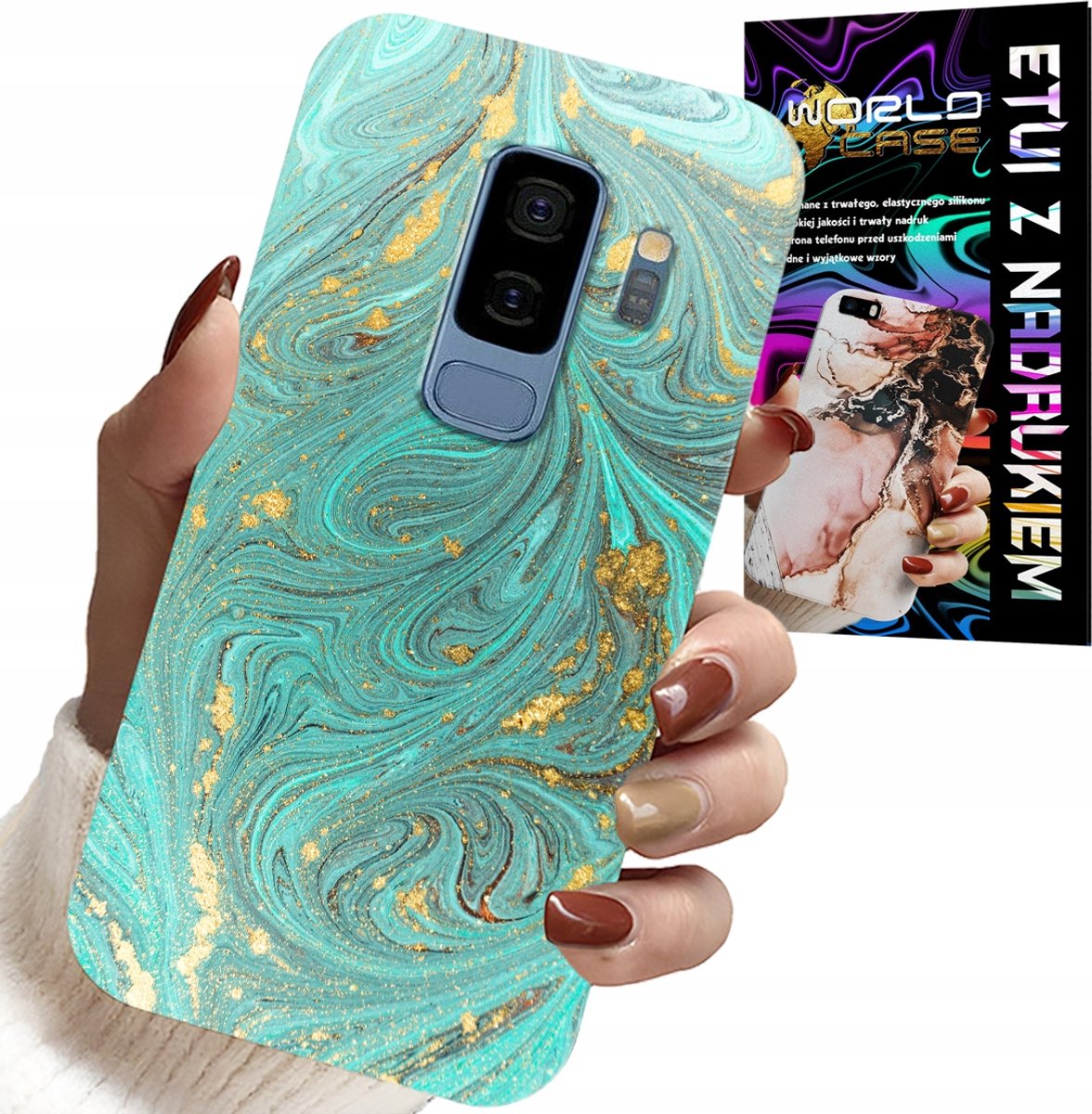 HOESJE VOOR SAMSUNG GALAXY S9 PLUS - MARMERPATROON + HYDROGELFOLIE