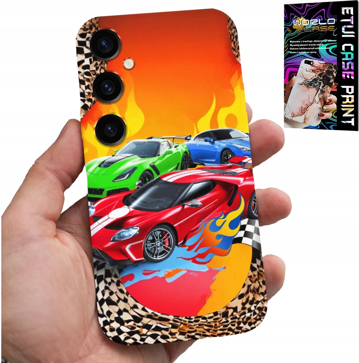 HOESJE VOOR SAMSUNG GALAXY S24 FE - VOOR KINDEREN, RACEAUTO'S + GLAS
