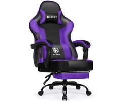 Hiaonyx Gaming Stoel - 170° Verstelbare Rugleuning - Gamestoel met inklapbare Voetsteun - racerstijl - Geïntegreerde Armleuningen Game Stoel - Maximale Belastbaarheid 150kg - Zwart Paars