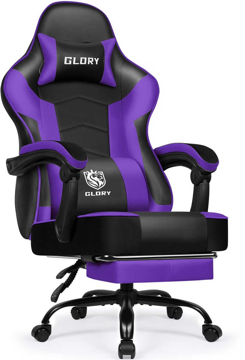 Bol.com Hiaonyx Gaming Stoel - 170° Verstelbare Rugleuning - Gamestoel met inklapbare Voetsteun - racerstijl - Geïntegreerde Arm... aanbieding