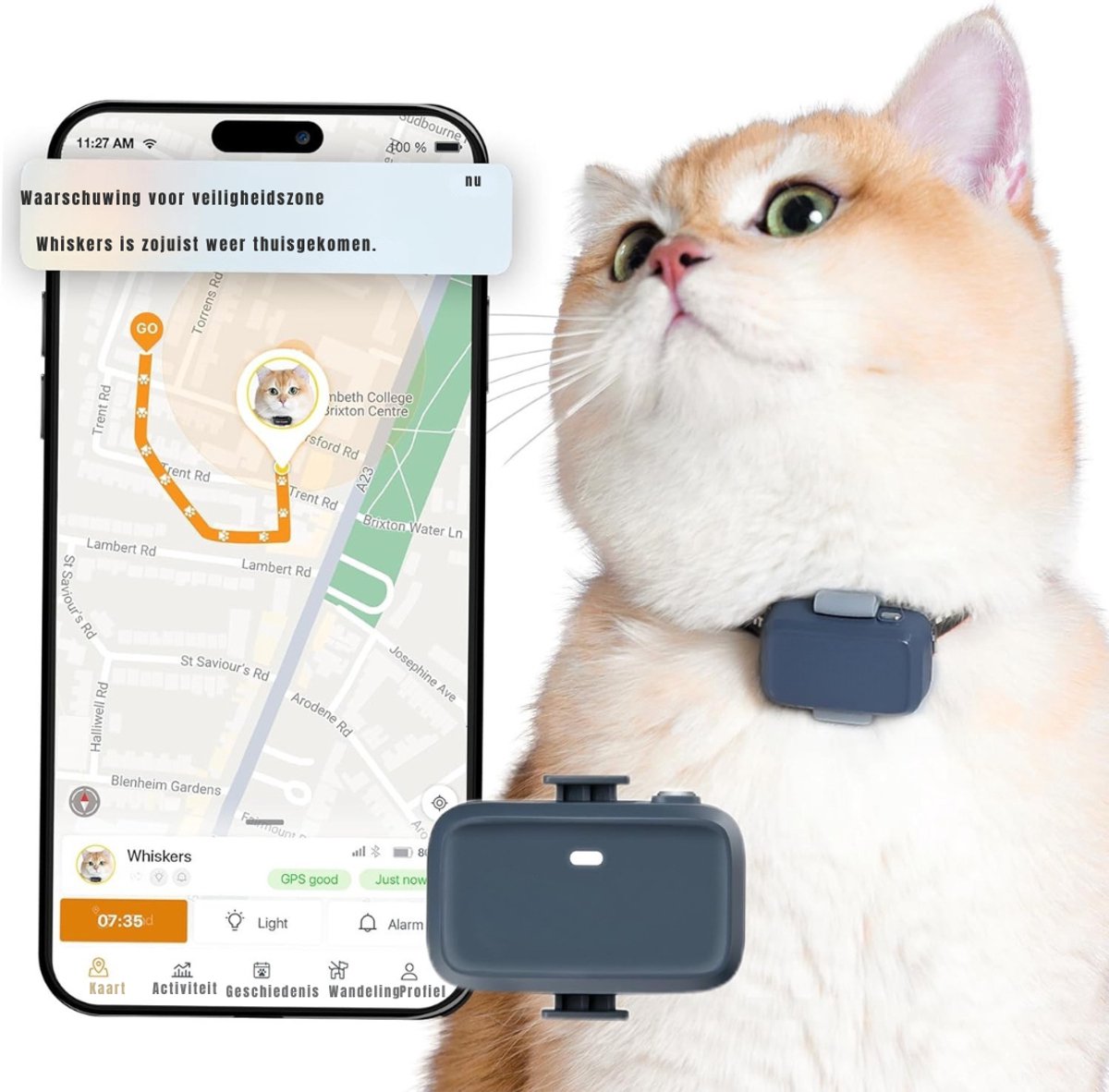 SAVI® GPS Tracker kat - GPS Tracker - GPS Trackers - Houtskoolgrijs - 12cm x 10cm x 5cm