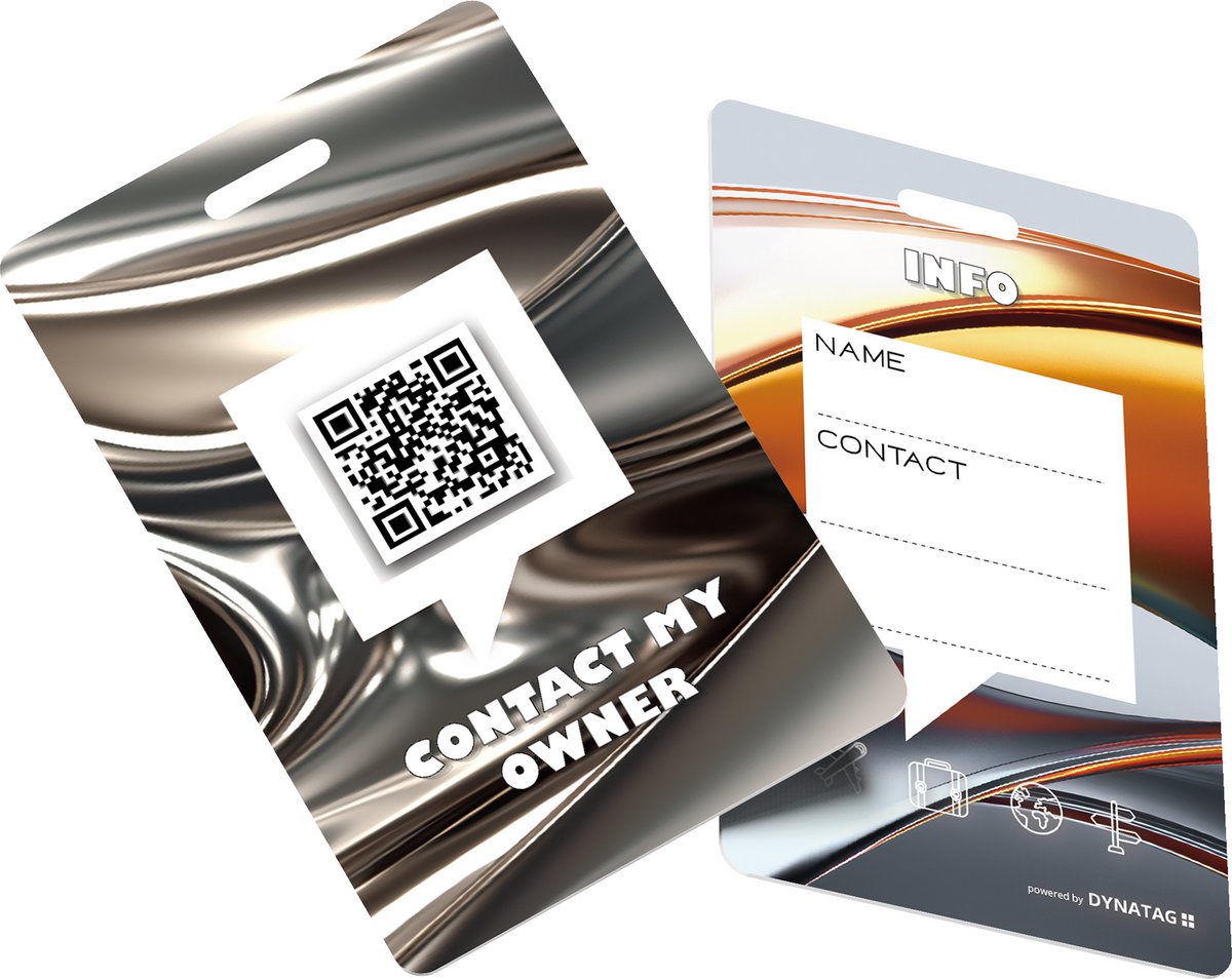 DynaTag Bagagelabel Kofferlabel met QR-code - Galactic Silver