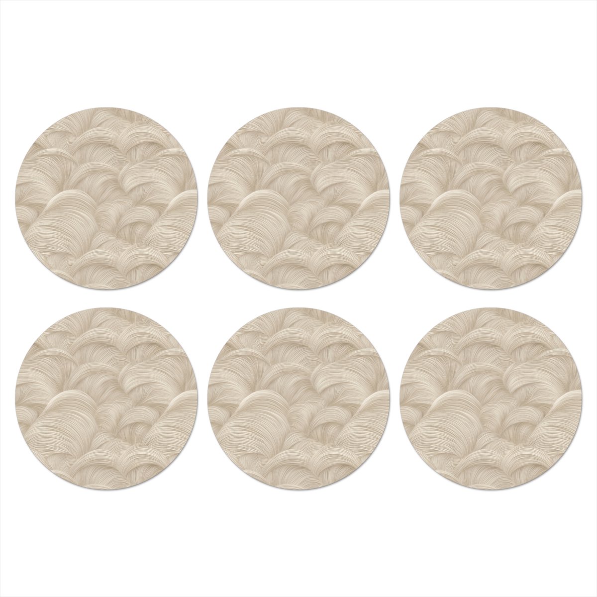 Onderzetters voor glazen - Rond - Bogen - Patroon - Beige - 10x10 cm - Glasonderzetters - 6 stuks