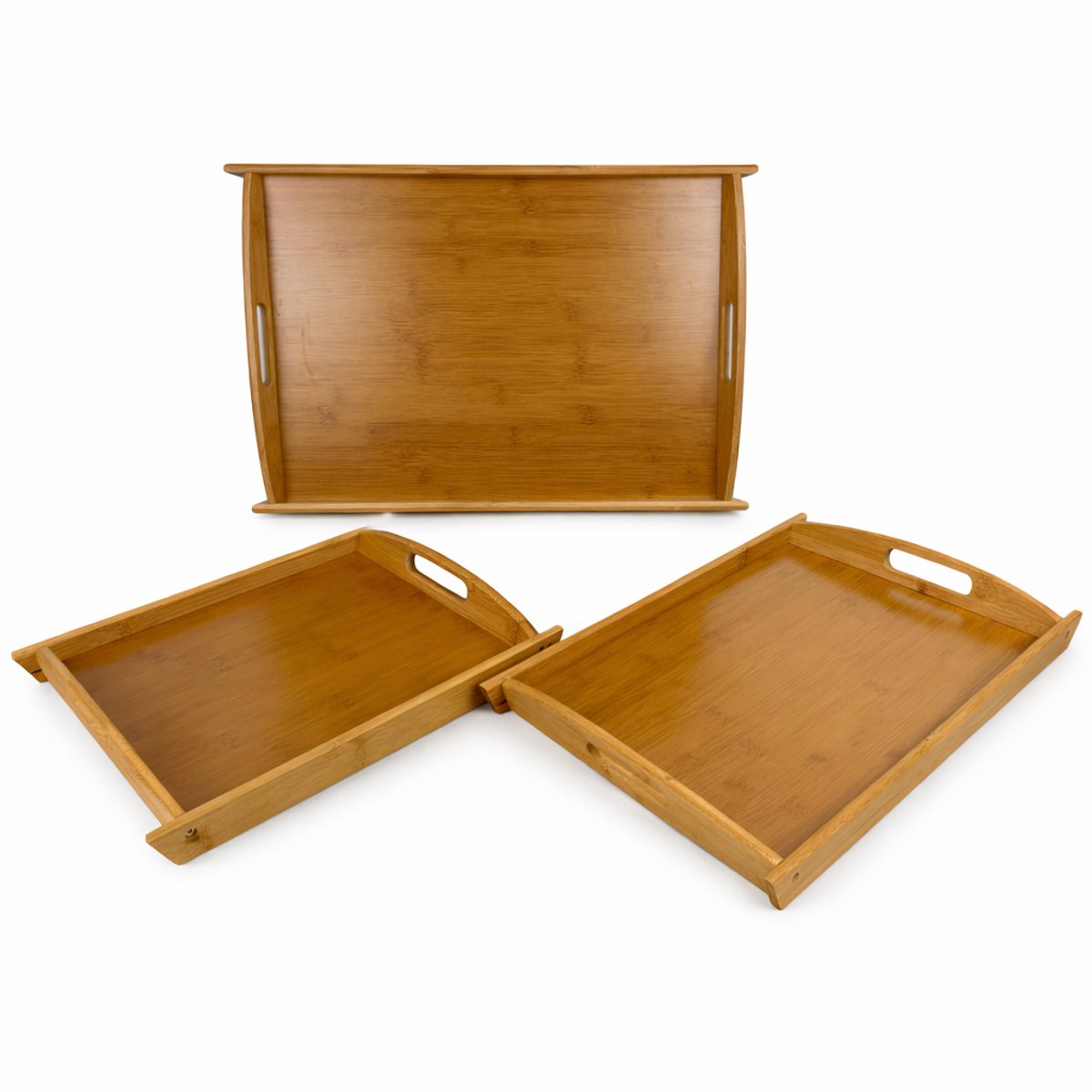 Ceruzo Dienbladen -Set 3 Serveerbladen -Bamboe- S: 37x26x3cm M:44 x30x3cm L: 54x34 x 3cm