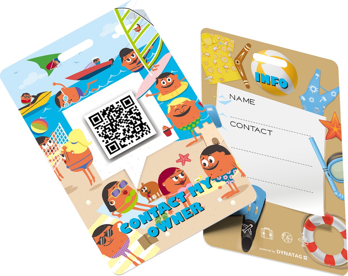 DynaTag Bagagelabel Kofferlabel met QR-code - Beach Fun