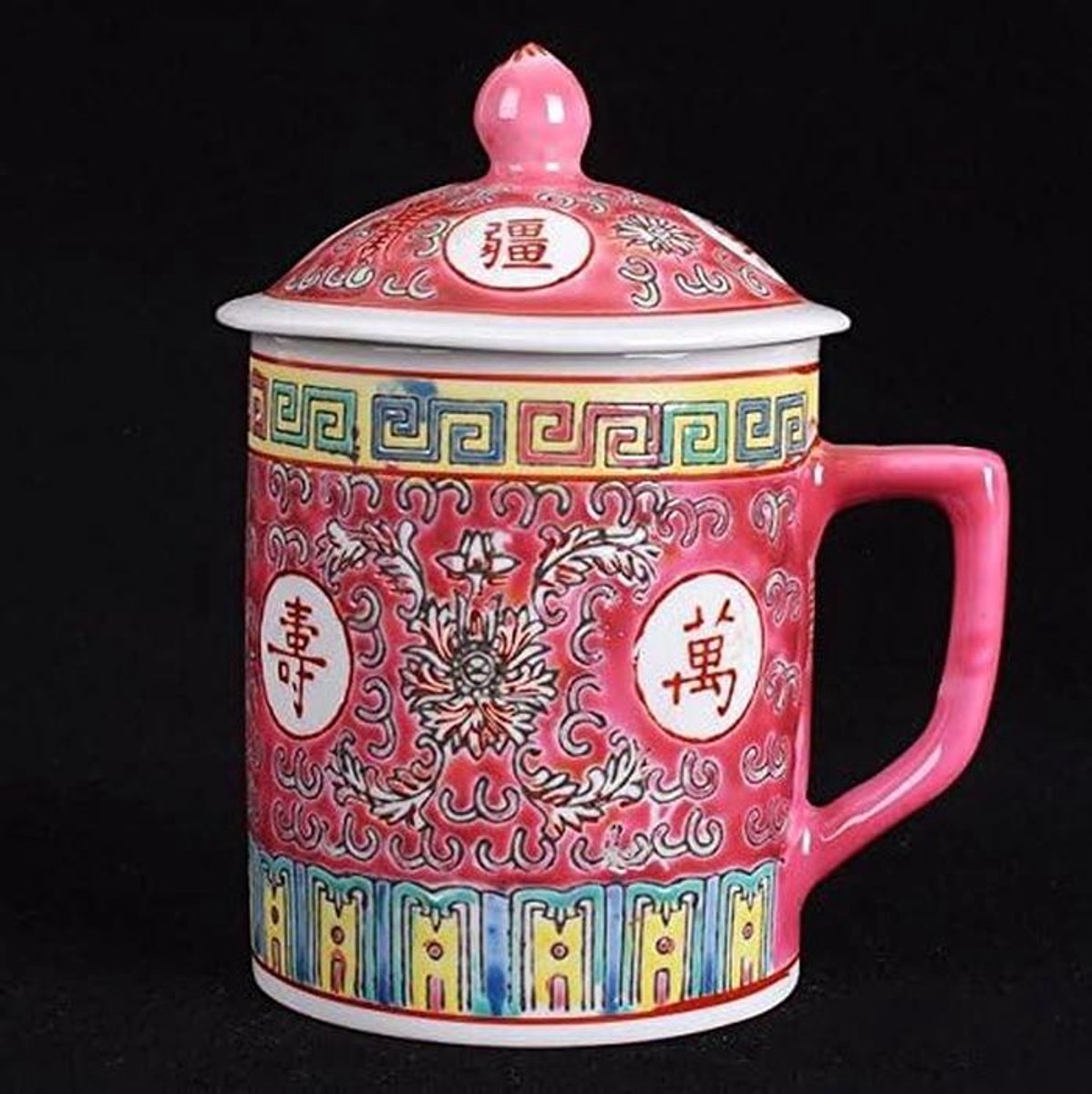 Keramiek Mok - Theekop Met Deksel - Thuis Gebruik - Vaatwasmachinebestendig - 300ml - Blauw Wit