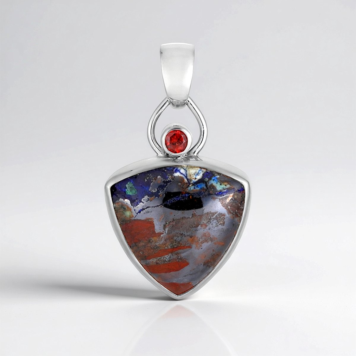 Cavill - Zilveren Hanger 925 Sterling Zilver Platina 17 5 ct Zariniet Trilliant Cabochon 0 25 ct Mozambique Granaat Rond Luxe 40x21 mm