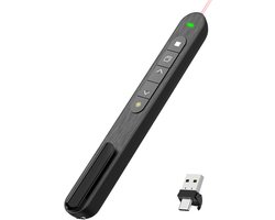 Draadloze presenter – Draadloze clicker – Draadloze laserpresenter – USB & Type-C 2-in-1 pagina-omslaander – Draadloze presentatie-afstandsbediening – Presentatie-paginaomslaander – Compatibel met pc's & laptops