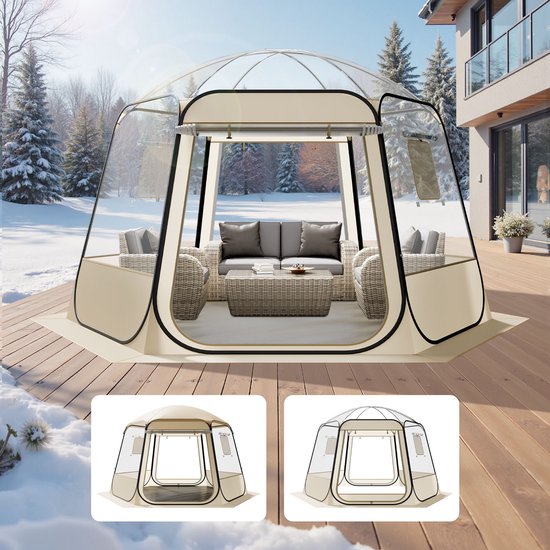 VEVOR Pop-Up Bubble Tent, 336x305x220 cm, Transparante Kampeertent, Tuinkoepel Iglo Tent met Ramen, 540° Panoramisch Uitzicht, voor 8-10 Personen, Terras, Achtertuin van Vevor — afbeelding 2