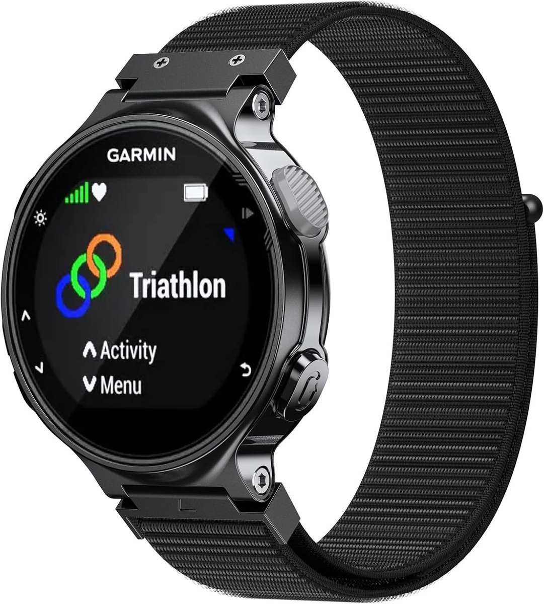 Horlogeband Nylon - Textiel Polsband - Sportactiviteiten - Verstelbare Pasvorm - Zwart