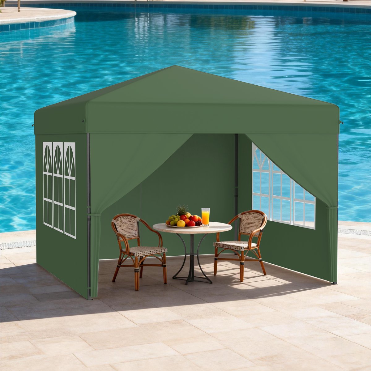 Pop-Up Paviljoen 3x3m - Waterdicht - Stabil - Winterbestendig - Anti-UV - Opvouwbaar Paviljoen - Met 4 Zijwanden - Eén-Knop Centrale Vergrendeling - Partytent - 3 Trappen Hoogte Verstelbaar 240-260cm - Tuinent - Groen - NAIZY