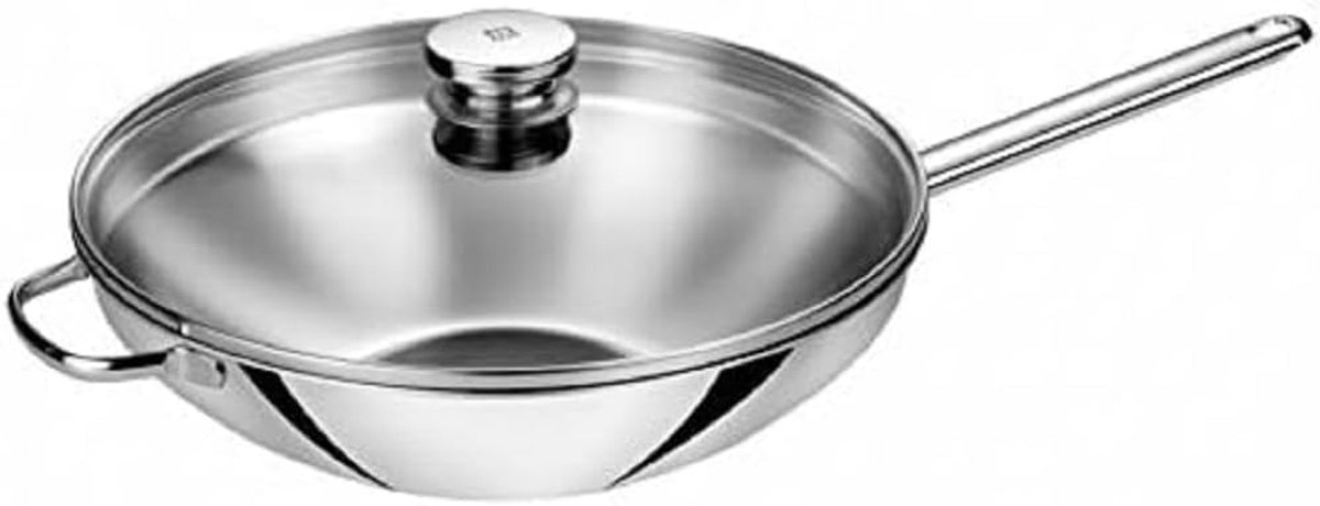 Wok Pan - Roerbakpan - Veelzijdig Koken - Ovenbestendig - 32 cm - Zilver